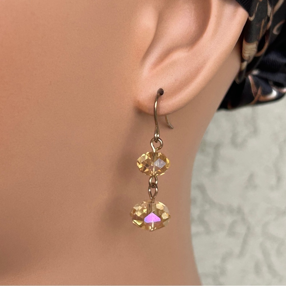 Delicate Gold & Aurora Borealis Drop Earrings*